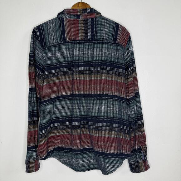 L.L.Bean Shirt Jacket Womens Large Blue Green Stripe Flannel Shacket Oversized - Picture 6 of 8